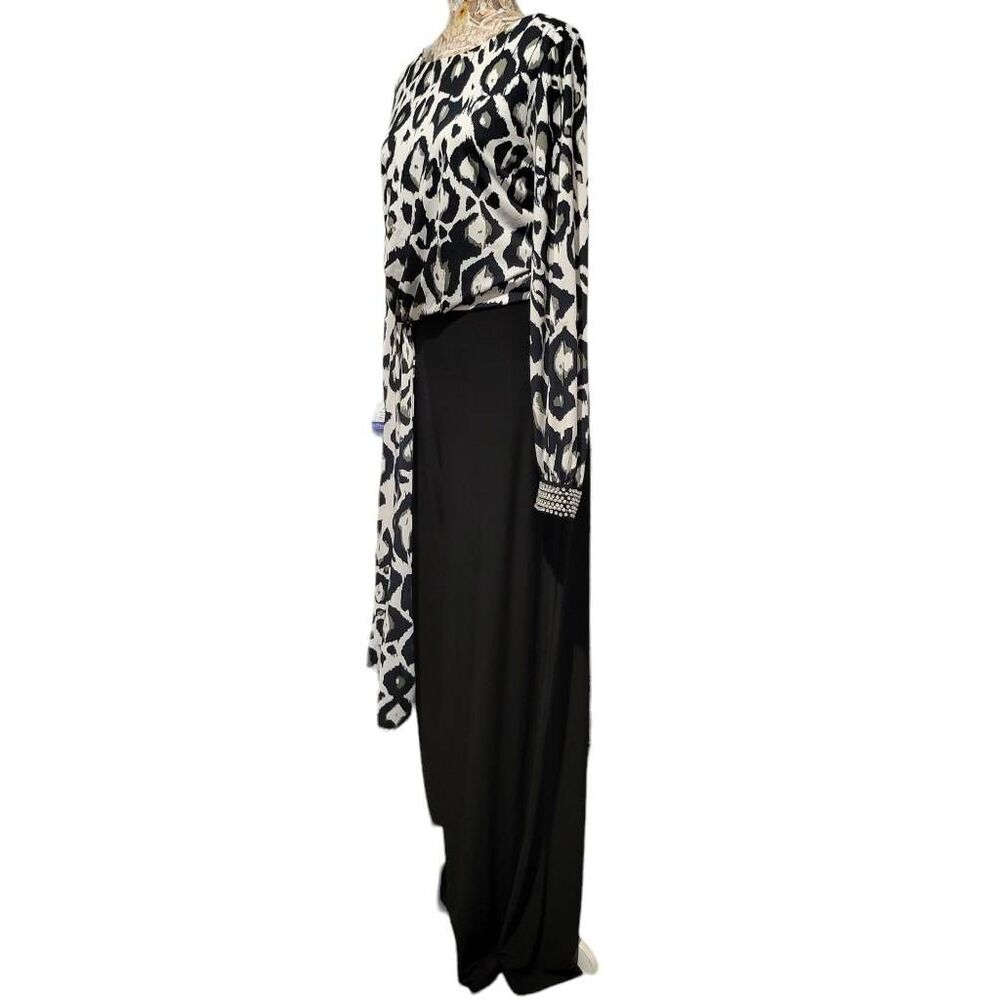 MSK Black & White Rhinestone Pearl Cuffs Pants Jumpsuit - Picture 6 of 11